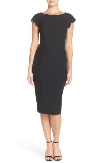 Women's Maggy London Lace Detail Crepe Sheath Dress - Black