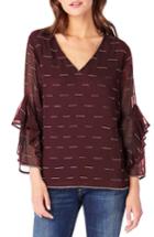 Women's Michael Stars Ruffle Sleeve Beaded Top - Red