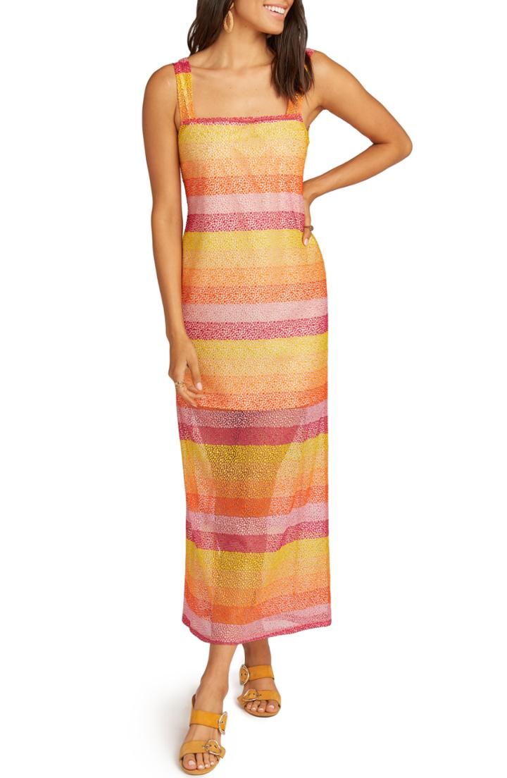 Women's Show Me Your Mumu Harlowe Velvet Burnout Stripe Maxi Dress - Yellow