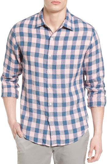 Men's Bonobos Slim Fit Check Linen Sport Shirt - Pink