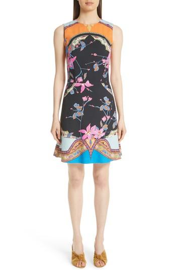 Women's Etro Lily Print Cady A-line Dress Us / 38 It - Black