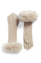 Women's Max Mara Knit Gloves With Genuine Fox Fur Trim