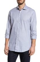 Men's Luciano Barbera Classic Fit Plaid Sport Shirt, Size - Grey