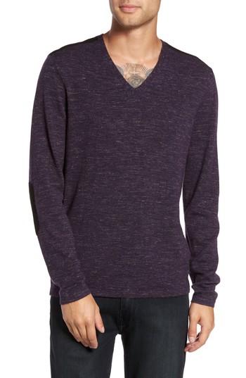 Men's John Varvatos Star Usa Long Sleeve V-neck Sweater - Purple