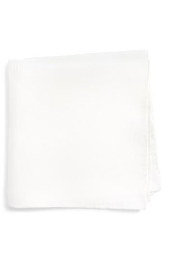 Men's Nordstrom Men's Shop Solid Silk Pocket Square, Size - White