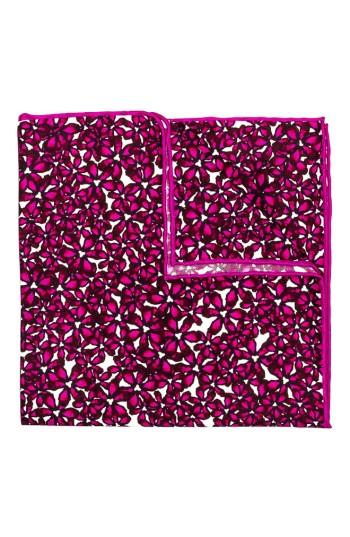 Men's Hook + Albert Bright Floral Silk Pocket Square, Size - Pink