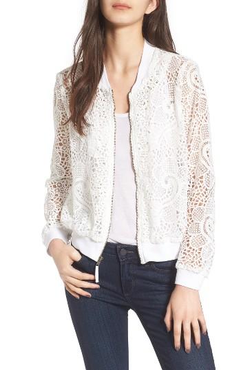 Women's Ella Moss Pixie Sheer Lace Bomber Jacket - Ivory