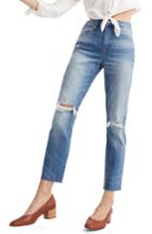 Women's Madewell Ripped High Waist Slim Boyfriend Jeans - Blue