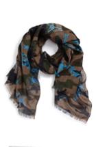 Men's Valentino Camo Stars Cotton & Linen Scarf, Size - Green