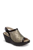 Women's Fly London Ybel Open Toe Platform Wedge .5-6us / 36eu - Metallic