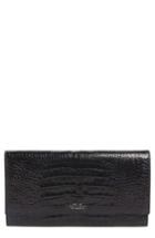 Women's Smythson Mara Marshall Croc Embossed Leather Travel Wallet - Blue