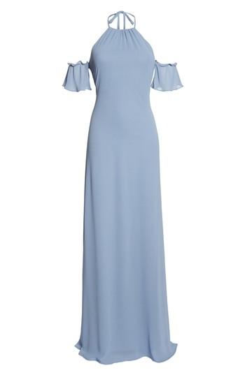 Women's Nouvelle Amsale Ruffle Sleeve Halter Gown - Blue