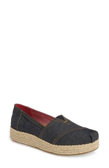 Women's Toms Platform Espadrille .5 M - Blue