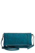 Sole Society Tooled Faux Leather Foldover Clutch - Blue
