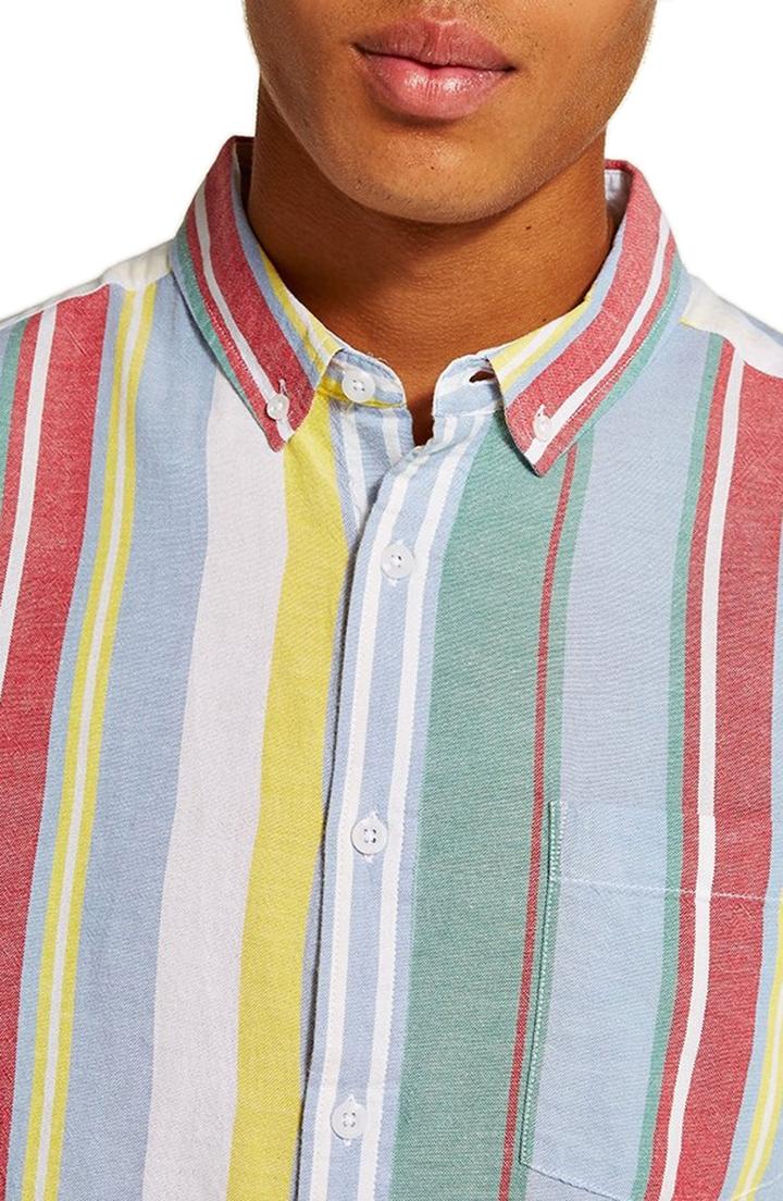 Men's Topman Candy Stripe Shirt - White