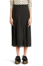 Women's Burberry Fine Pintuck Dot Print Silk Skirt Us / 40 It - Black