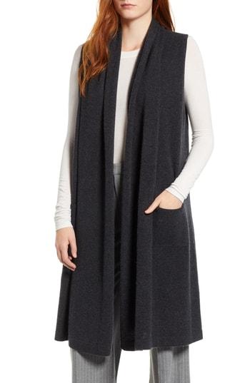 Women's Halogen Cashmere Vest, Size - Black