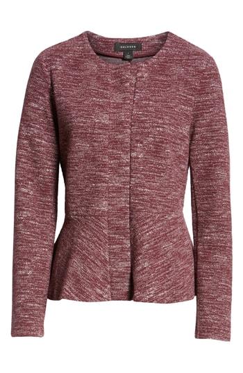 Women's Halogen Jacquard Peplum Jacket - Burgundy