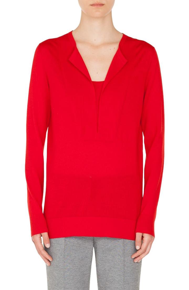 Women's Akris Punto Trompe L'oeil Wool Sweater