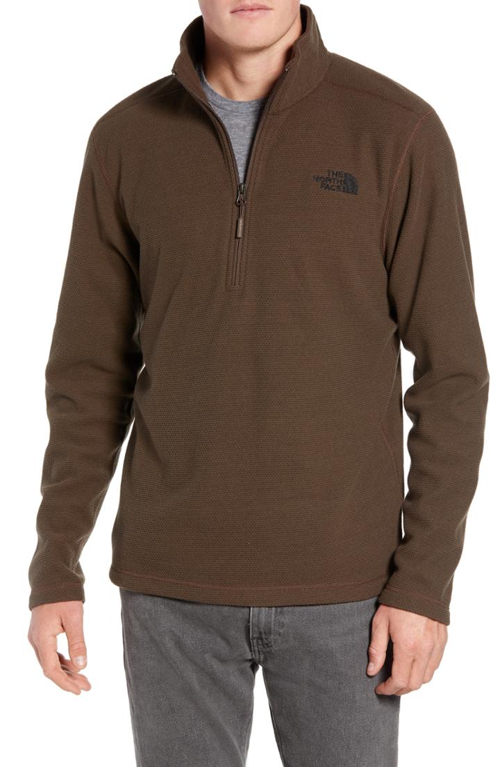 Men's The North Face Texture Cap Rock Quarter Zip Fleece Jacket, Size - Brown