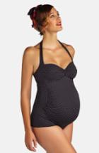 Women's Pez D'or 'montego Bay' Jacquard One-piece Maternity Swimsuit - Black