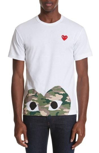 Men's Comme Des Garcons Play Camo Peek Heart T-shirt - White