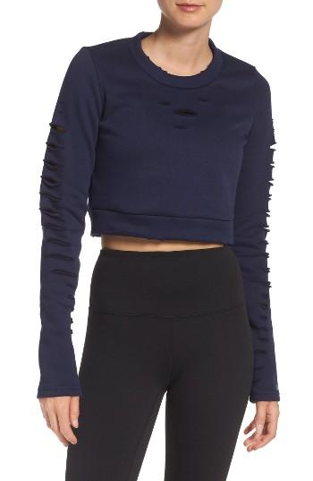 Women's Alo Ripped Warrior Crop Top - Blue