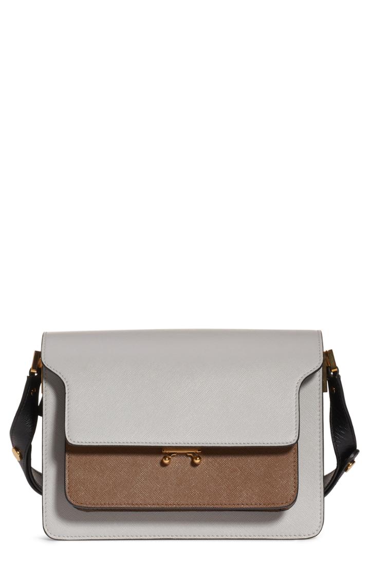 Marni Medium Trunk Colorblock Leather Shoulder Bag - Grey