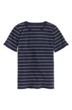 Women's J.crew Ribbed Stripe Tee With Ruffle Sleeves, Size - Blue