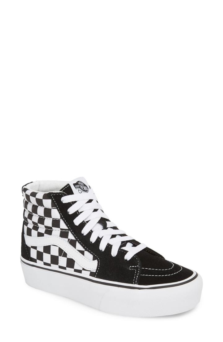 Women's Vans Ua Sk8-hi Platform Checkerboard Sneaker .5 M - Black