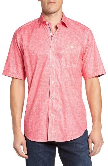 Men's Bugatchi Classic Fit Solid Sport Shirt - Coral