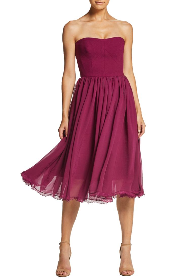 Women's Dress The Population Willow Strapless Crepe Chiffon Cocktail Dress, Size - Pink