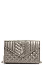 Women's Saint Laurent Metallic Leather Wallet On A Chain -