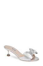 Women's Miu Miu Bow Slide Sandal Us / 37eu - Metallic