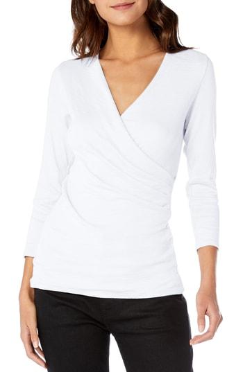 Women's Michael Stars Shine Surplice Top, Size - White