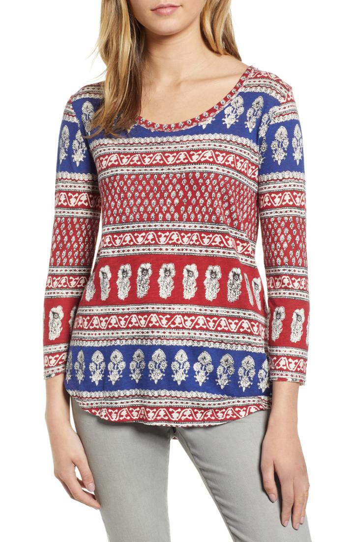 Women's Lucky Brand Patterned Tee - Red