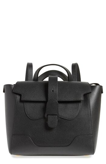 Senreve Medium Maestra Pebbled Leather Convertible Satchel - Black