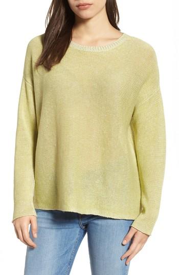 Women's Eileen Fisher Boxy Organic Linen Sweater - Green