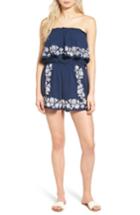 Women's Trixxi Embroidered Crepon Off The Shoulder Romper