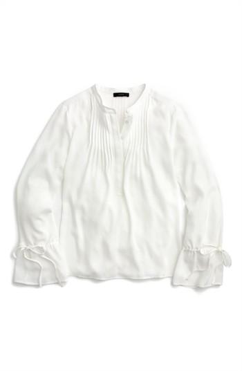 Women's J.crew Tie Sleeve Top With Pintucks - Ivory