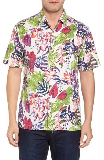 Men's Tommy Bahama Riviera Garden Standard Fit Silk Blend Camp Shirt - White