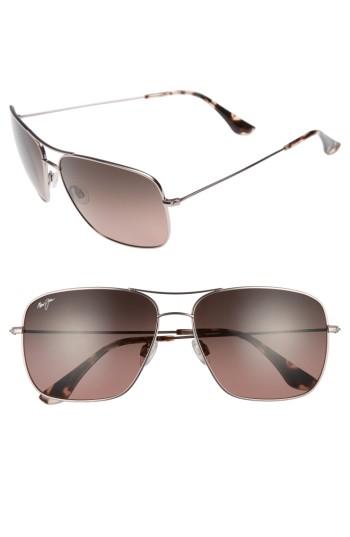 Women's Maui Jim Cook Pines 63mm Polarized Titanium Aviator Sunglasses - Rose Gold/ Maui Rose