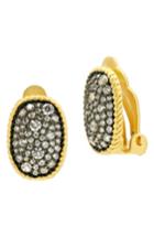 Women's Freida Rothman Gilded Cable Pave Clip Earrings