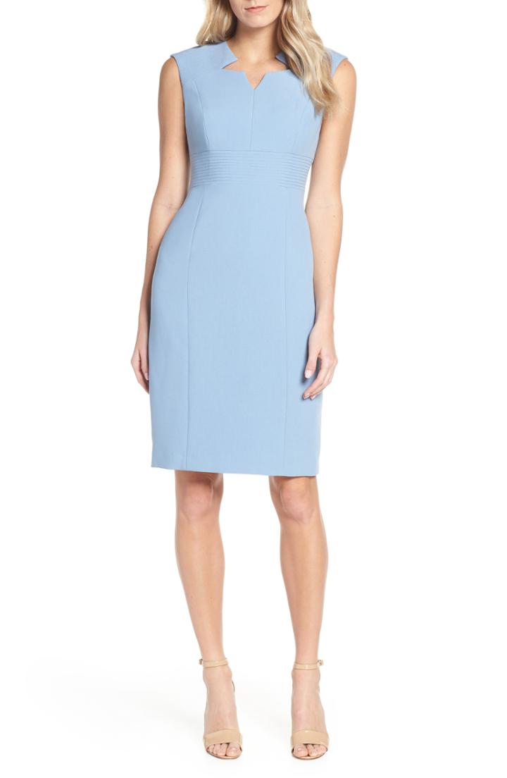 Women's Tahari Star Neckline Crepe Sheath Dress (similar To 18w) - Black