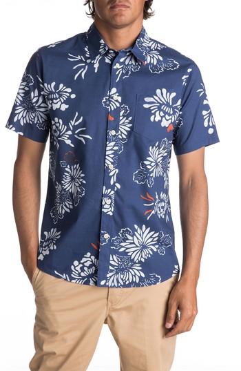 Men's Quiksilver Waterman Collection Hoena Camp Shirt - Blue