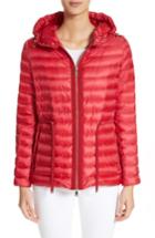 Women's Moncler 'raie' Water Resistant Hooded Down Jacket - Red