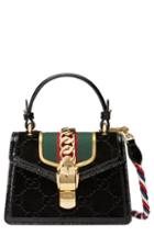 Gucci Mini Sylvie Velvet Top Handle Bag - Black