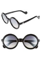 Women's Moncler 50mm Gradient Lens Round Sunglasses - Black/ Cream/ Smoke Flash