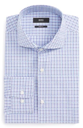 Men's Boss Mark Sharp Fit Check Dress Shirt .5 L - Purple