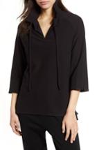Women's Ming Wang Tie Neck Shirt - Black